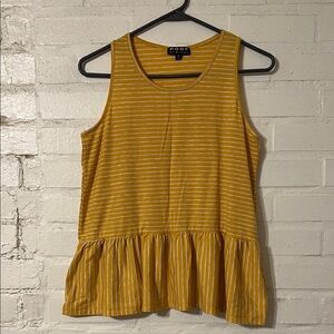Poof! Mustard Striped Ruffle Tank Top